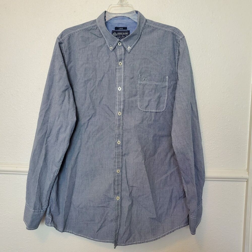 American Rag Men Button Down Shirt Size Adult Large Casual Formal Long Sleeve